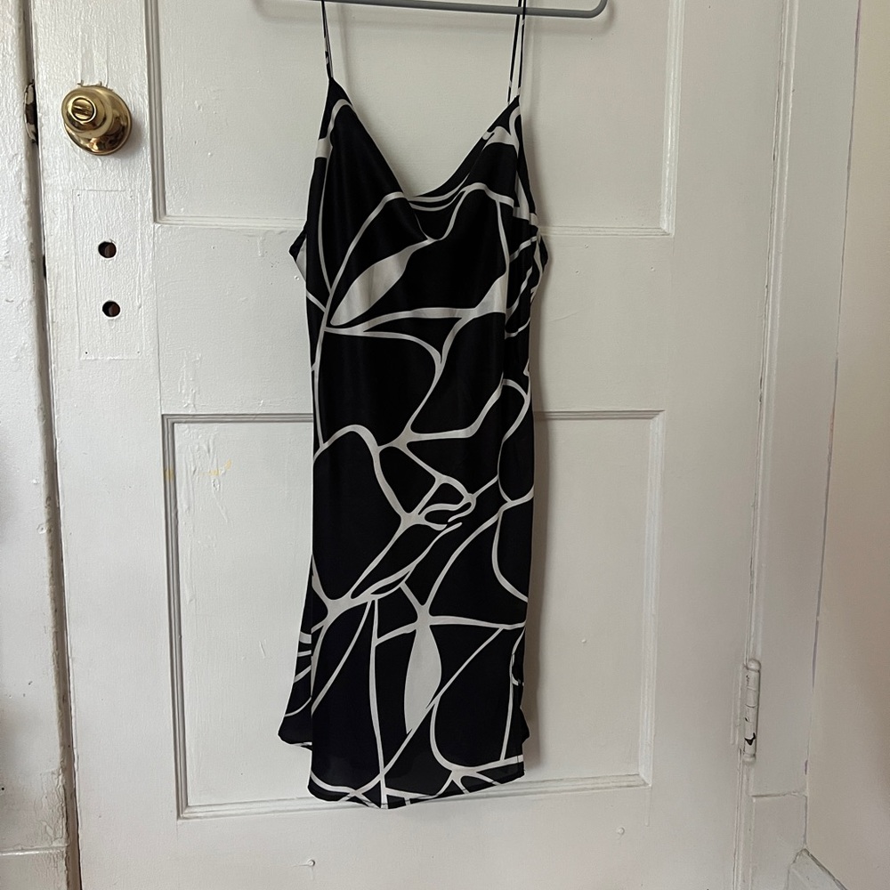Elegant Black and White Spaghetti Strap Dress